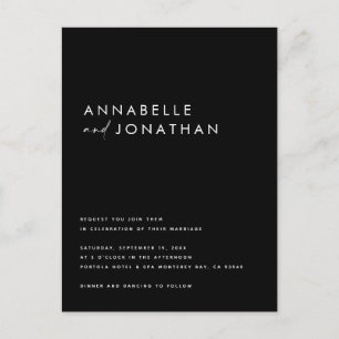 Carte Postale Typographie manuscrite moderne mariage noir