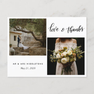 Carte Postale Typographie mariage Aimer & Merci   Deux photos