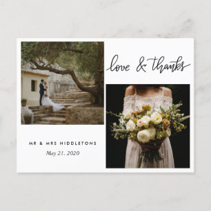 Carte Postale Typographie mariage Amour Et Merci   Deux photos