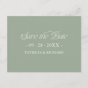 Carte Postale Typographie minimaliste verte Sauvegarder la date