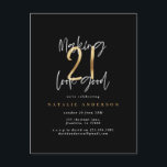Carte Postale Typographie moderne 21e anniversaire noir et or<br><div class="desc">Typographie moderne 21ème anniversaire de la typographie noir et or effet d'anniversaire invitation d'anniversaire. Texte de script moderne design élégant. Partie d'une collection.</div>