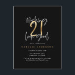 Carte Postale Typographie moderne 21e anniversaire noir et or<br><div class="desc">Typographie moderne 21ème anniversaire de la typographie noir et or effet d'anniversaire invitation d'anniversaire. Texte de script moderne design élégant. Partie d'une collection.</div>