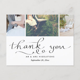 Carte Postale Typographie moderne du Merci Mariage   Trois photo