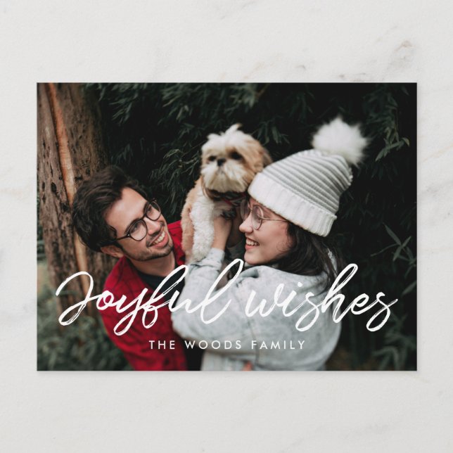 Carte Postale Typographie moderne Joyeux voeux Photo de vacances (Devant)