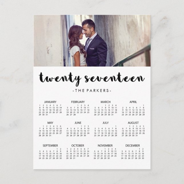 Carte Postale Typographie moderne minimale 2017 Calendrier photo (Devant)