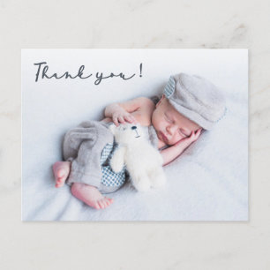 Carte Postale Typographie moderne Nouveau-né Baby Photo Merci