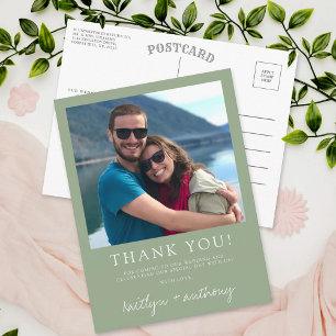 Carte Postale Typographie moderne Sage Vert photo minimaliste