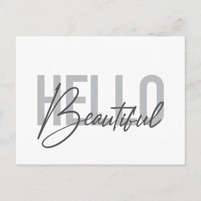 Carte Postale Typographie moderne, simple, cool Bonjour Belle (Devant)