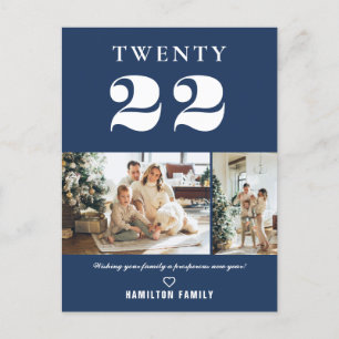 Carte Postale Typographie moderne simple Nouvel An Deux photos