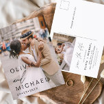Carte Postale Typographie modifiable Enregistrer la date Photo M<br><div class="desc">Mariage Sauvegardez les Cartes de Date qui ont une photo sur le devant et le dos. Les cartes Save the Date contiennent une typographie de script moderne,  lettrée à la main,  qui sont élégantes,  simples et modernes à utiliser après que vous minimaliste simple célébration de mariage.</div>