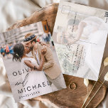 Carte Postale Typographie modifiable Enregistrer la date Photo M<br><div class="desc">Mariage Sauvegardez les Cartes de Date qui ont une photo sur le devant et le dos. Les cartes Save the Date contiennent une typographie de script moderne,  lettrée à la main,  qui sont élégantes,  simples et modernes à utiliser après que vous minimaliste simple célébration de mariage.</div>