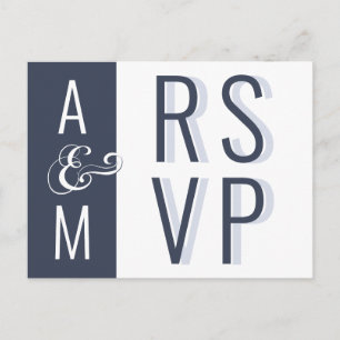 Carte Postale Typographie Monogramme Mariage Minimaliste RSVP