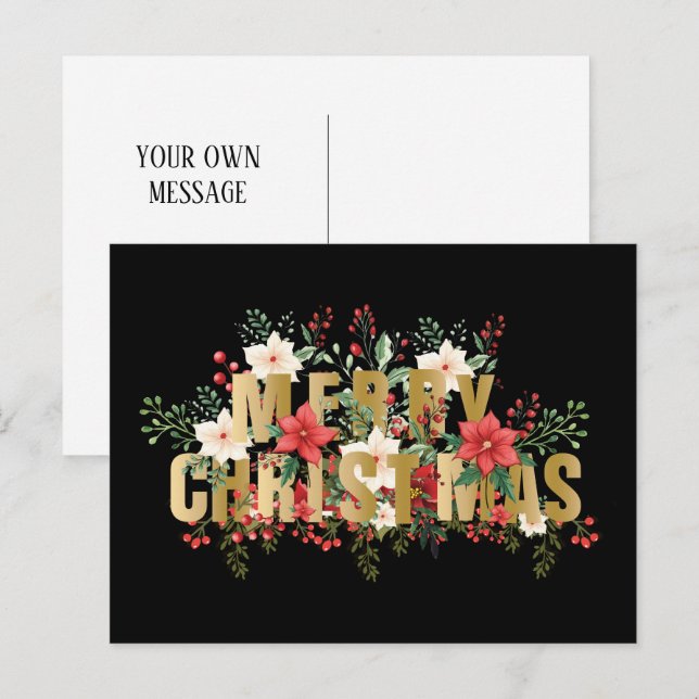 Carte Postale Typographie or Elegante Joyeux Noël (Devant / Derrière)