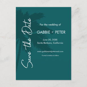 Carte Postale Typographie palmier Turquoise moderne Enregistrer