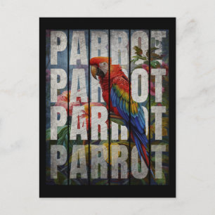 Carte Postale Typographie perroquet vintage nature forêt