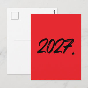 Carte Postale Typographie Pinceau Encre Peinture Année 2027