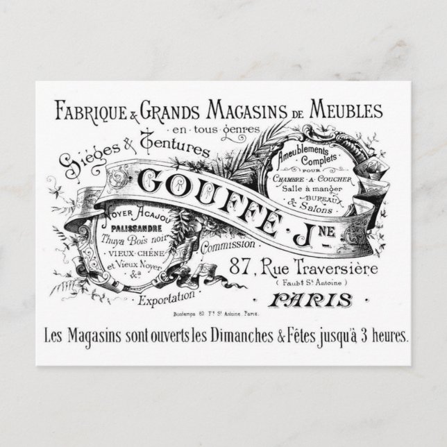 Carte Postale typographie publicitaire française vintage (Devant)