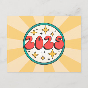 Carte Postale typographie rétro groovy 2025