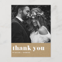 Typographie rétro Kraft Papier Mariage Merci