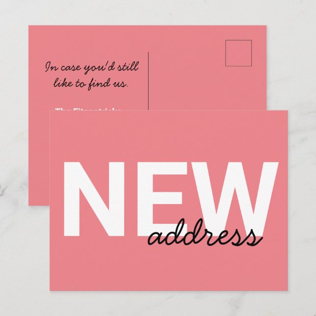 Carte Postale Typographie rose moderne Faire-part mobile (Devant / Derrière)