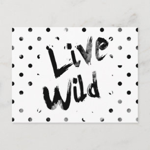 Carte Postale Typographie sauvage, noire et blanche