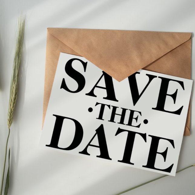 Carte Postale Typographie simple noir et blanc Enregistrez la da (Créateur téléchargé)