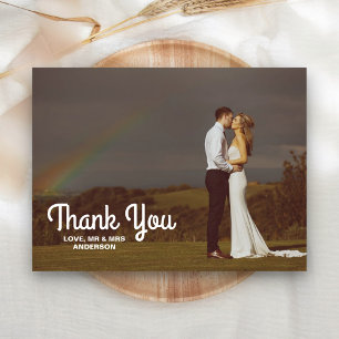 Carte Postale Typographie superposer Mariage Couple Merci photo