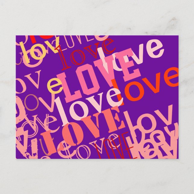 Carte Postale typographie sur l'amour (Devant)