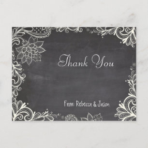 Carte Postale typographie vintage Chalkboard Mariage merci