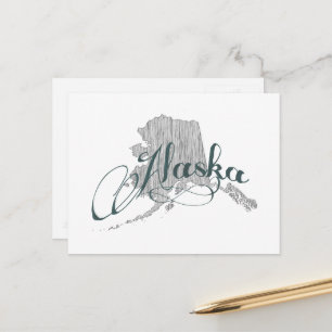 Carte Postale Typographie Vintage en forme d'Alaska Nom