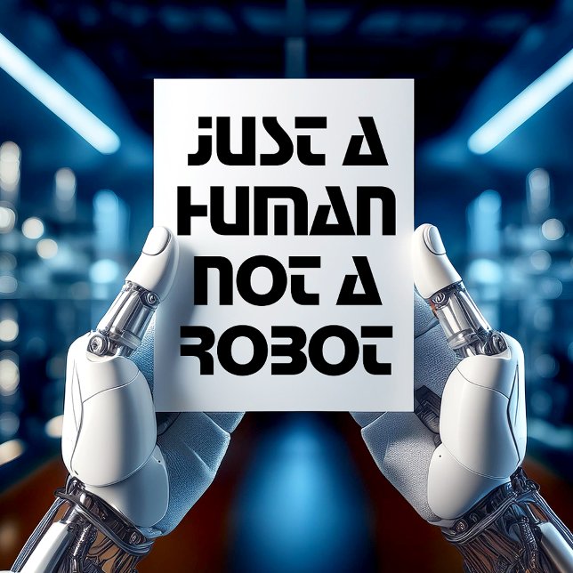 Carte postale typographique Juste un Humain Pas un (Tech lifestyle "Just a human not a robot" postcard.)