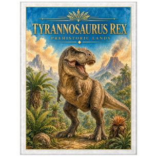 Carte Postale Tyrannosaurus Rex Dinosaure, Art à l'aquarelle