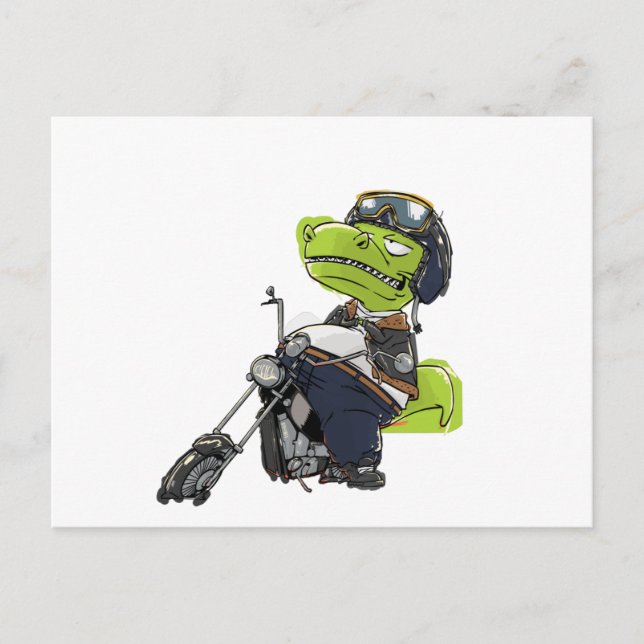 Carte Postale Tyrannosaurus Rex Motocyclette (Devant)