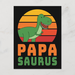 Carte Postale Tyrannosaurus Rex Papasaurus Dinosaure Fête des Pè