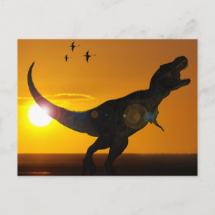 Carte Postale Tyrannosaurus Rex style coucher de soleil