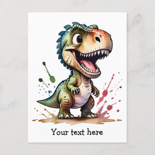 Carte Postale Tyrannosaurus Rex Watercolor Splash Personnalisé