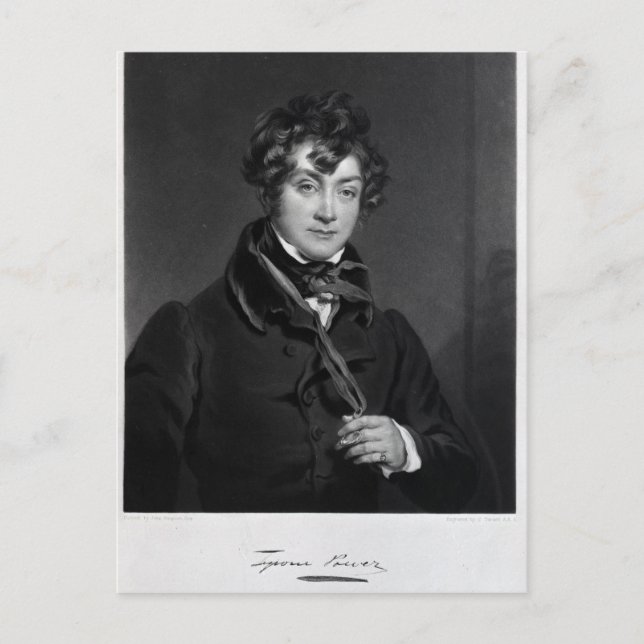 Carte Postale Tyrone Power, gravée par James Sands, vers 1833 (Devant)