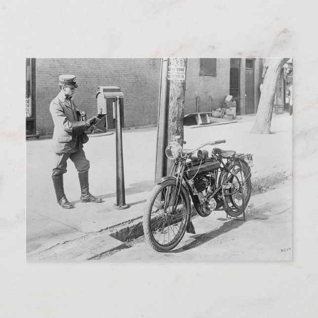 Carte Postale U.S. Facteur et moto (Devant)