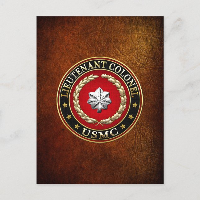 Carte Postale U.S. Marines : Lieutenant-colonel (USMC LtCol) [3D (Devant)