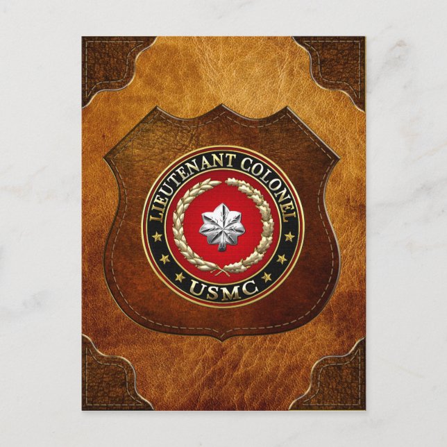 Carte Postale U.S. Marines : Lieutenant-colonel (USMC LtCol) [3D (Devant)