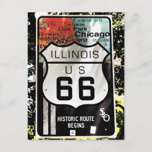 Carte Postale U.S. ROUTE 66 Symbole Illinois