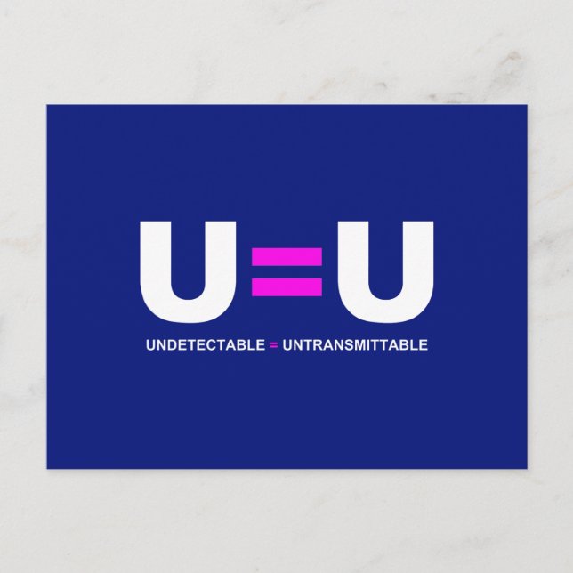 Carte Postale U=U VIH Indétectable Égale Non Transmissible (Devant)