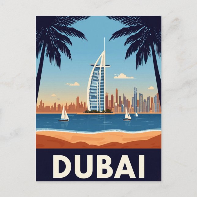 Carte Postale UAE Burj Al Arab Beach Retro (Devant)