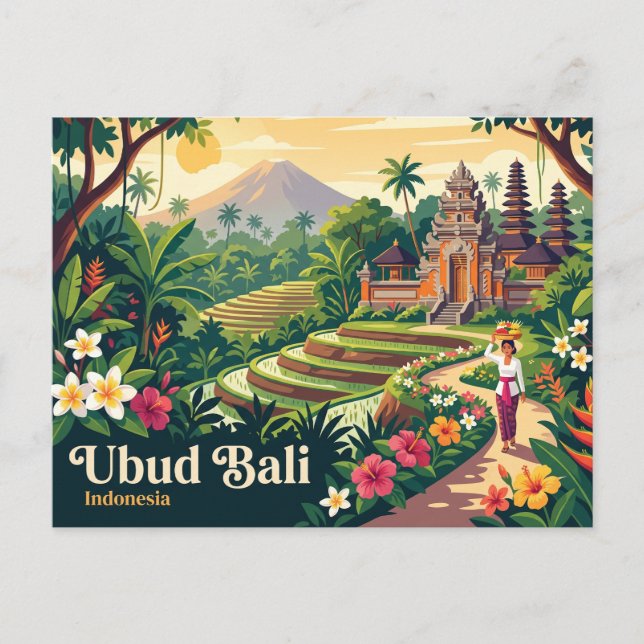Carte Postale Ubud vintage Bali Indonésie (Devant)