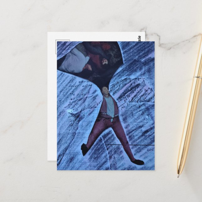 Carte Postale Ugh Computation Math Mixed Media Collage (Devant/Arrière en situation)