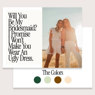 Carte Postale Ugly Dress Retro Photo Be My Bridesmaid