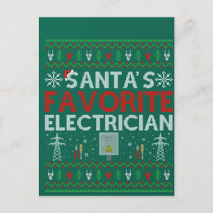 Carte Postale Ugly Electrician Xmas Gift Santa Loves Electrician