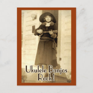 Carte Postale Uke Banjos Rock Postcard