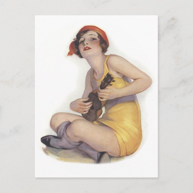 Carte Postale Uke Playing Flapper Postcard (Devant)