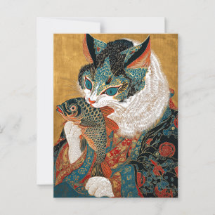 Carte Postale Ukiyo-e Cat   Art japonais
